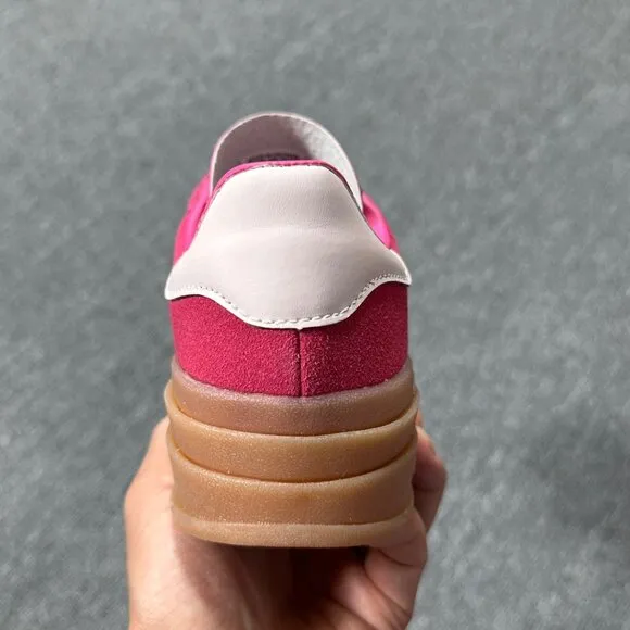 NWT Pink White Adidas Gazelle Bold Women's Platform Shoes