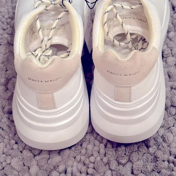 NWT Rebecca Minkoff Kelly White Women Lace Up Leather Plain Casual Shoes Sz 8