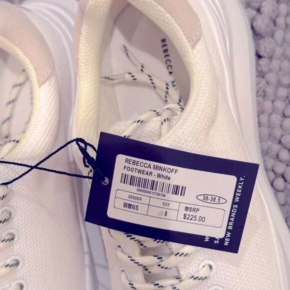 NWT Rebecca Minkoff Kelly White Women Lace Up Leather Plain Casual Shoes Sz 8