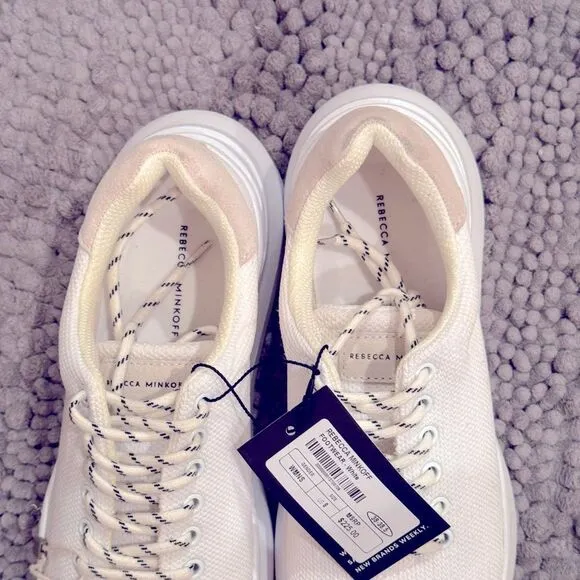 NWT Rebecca Minkoff Kelly White Women Lace Up Leather Plain Casual Shoes Sz 8