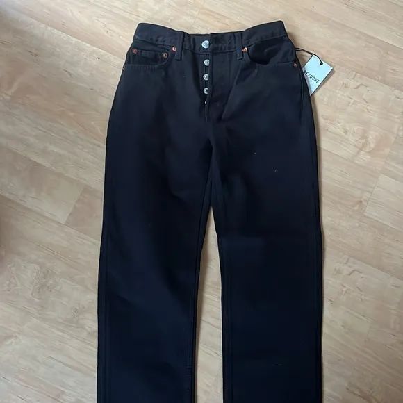 NWT RE/DONE High-Rise 70s Stovepipe Straight Leg Cutoff Jeans Black size 29