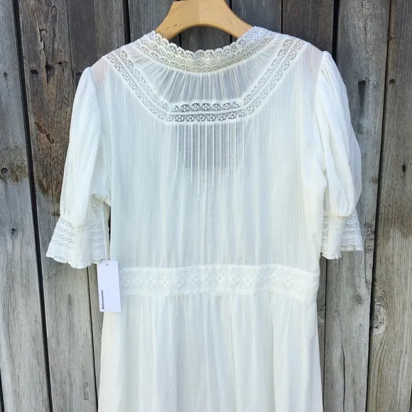 NWT Reformation Betsie Lace Midi Dress Organic Cotton Ivory 12