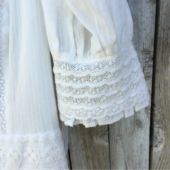 NWT Reformation Betsie Lace Midi Dress Organic Cotton Ivory 12
