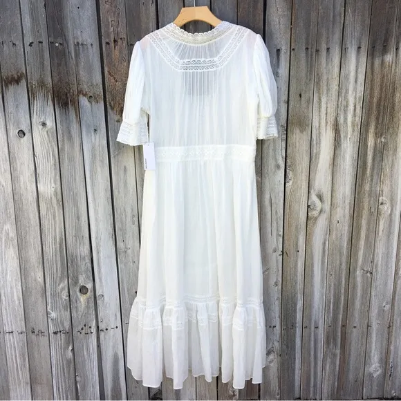 NWT Reformation Betsie Lace Midi Dress Organic Cotton Ivory 12