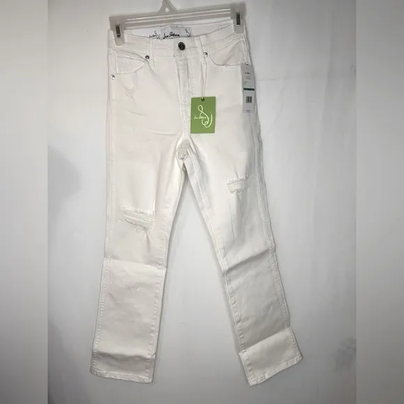 NWT Sam Eldeman Women's Distressed Kick Flare Jeans. White Size 24