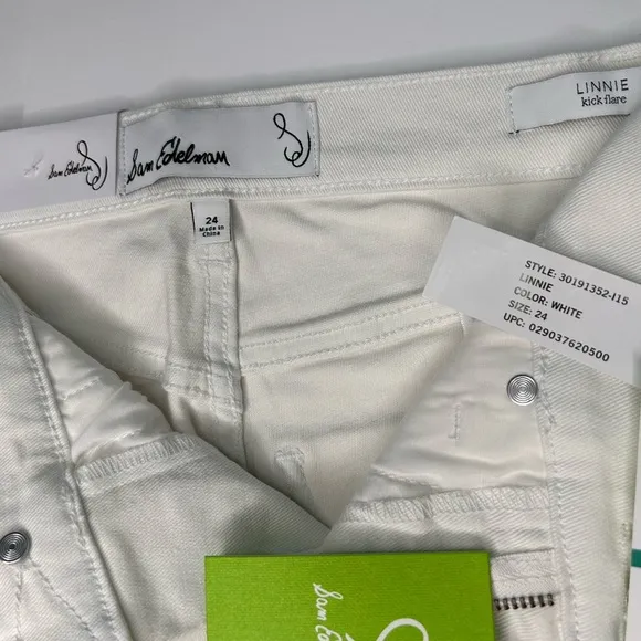 NWT Sam Eldeman Women's Distressed Kick Flare Jeans. White Size 24