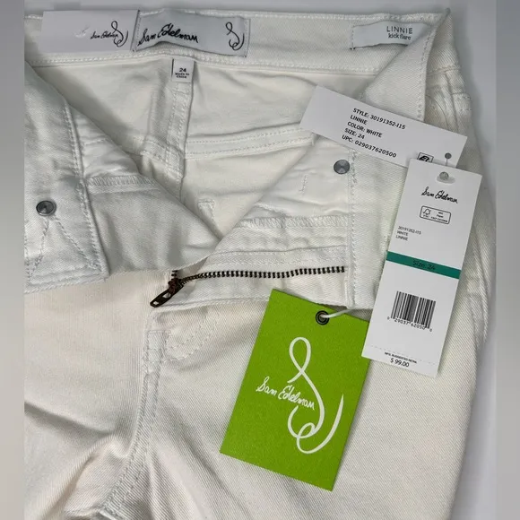 NWT Sam Eldeman Women's Distressed Kick Flare Jeans. White Size 24