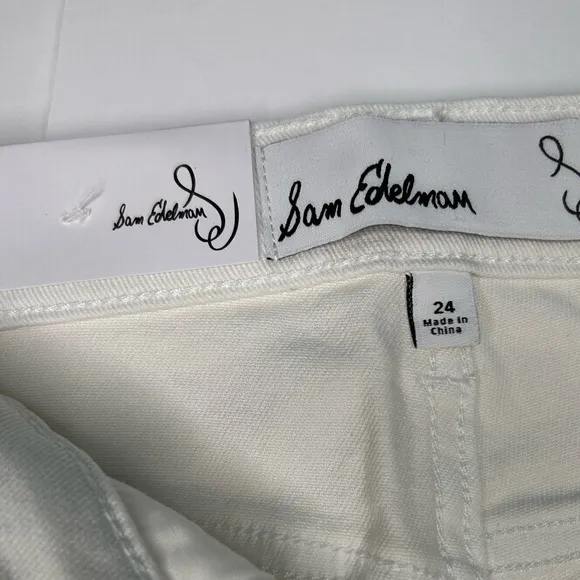 NWT Sam Eldeman Women's Distressed Kick Flare Jeans. White Size 24