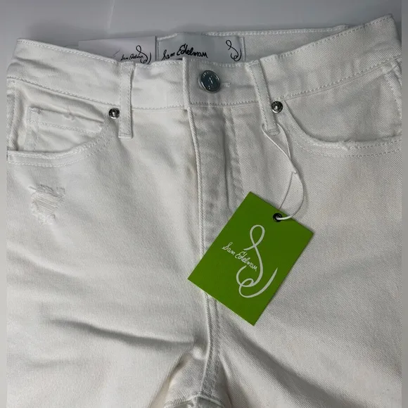 NWT Sam Eldeman Women's Distressed Kick Flare Jeans. White Size 24