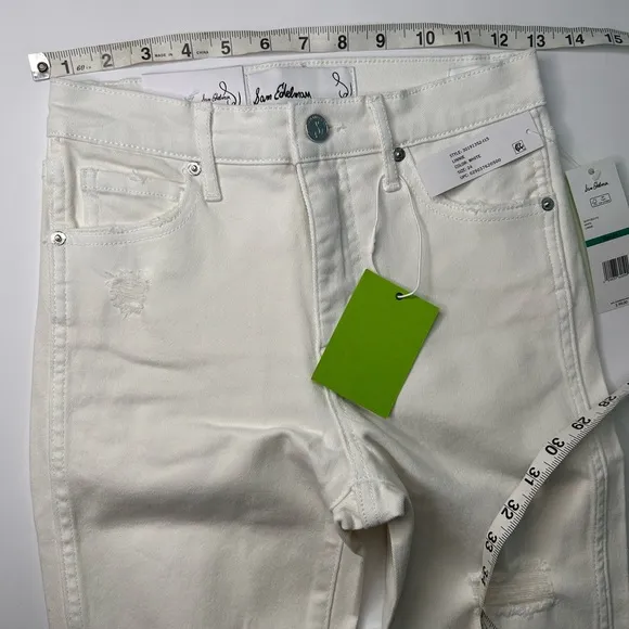 NWT Sam Eldeman Women's Distressed Kick Flare Jeans. White Size 24