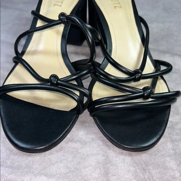 NWT Schutz Princey Black Strappy Women's Sz US 10B Leather Heeled Sandal