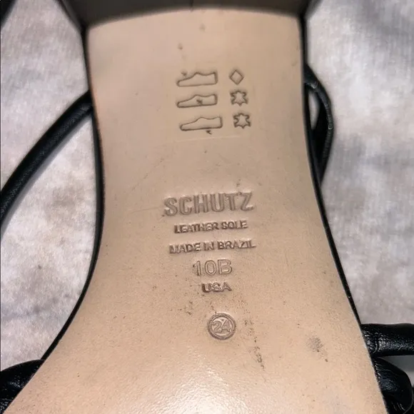 NWT Schutz Princey Black Strappy Women's Sz US 10B Leather Heeled Sandal