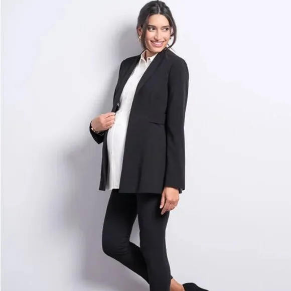 NWT Seraphine Black Tailored Maternity Woven Blazer Jacket size 16
