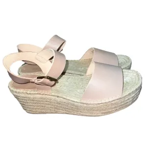 NWT Soludos Minorca High Platform Espardrille Sandal Leather Dove Gray Size 11