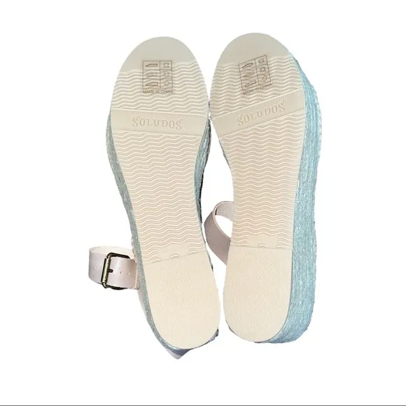 NWT Soludos Minorca High Platform Espardrille Sandal Leather Dove Gray Size 11