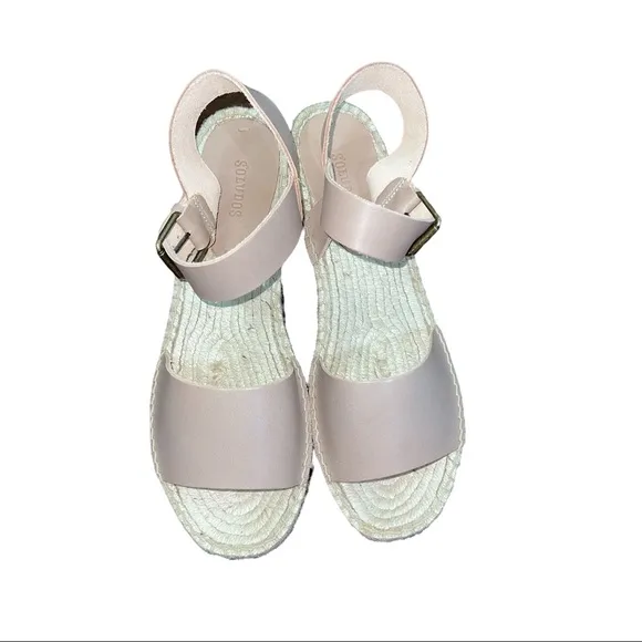 NWT Soludos Minorca High Platform Espardrille Sandal Leather Dove Gray Size 11