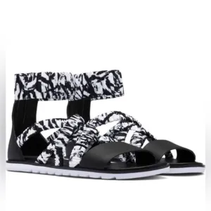NWT Sorel Ella II Women’s Black and White Strappy Sandals Size 9