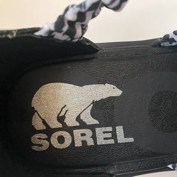 NWT Sorel Ella II Women’s Black and White Strappy Sandals Size 9