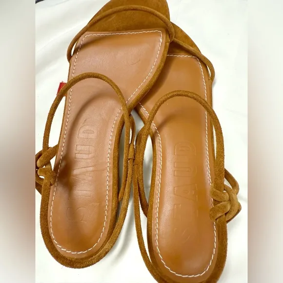 NWT STAUD Laurel Suede Sandals in Warm Tan Size 9.5
