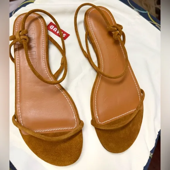 NWT STAUD Laurel Suede Sandals in Warm Tan Size 9.5
