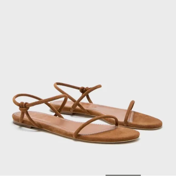 NWT STAUD Laurel Suede Sandals in Warm Tan Size 9.5