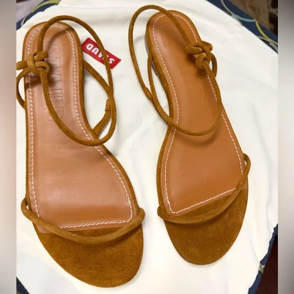 NWT STAUD Laurel Suede Sandals in Warm Tan Size 9.5