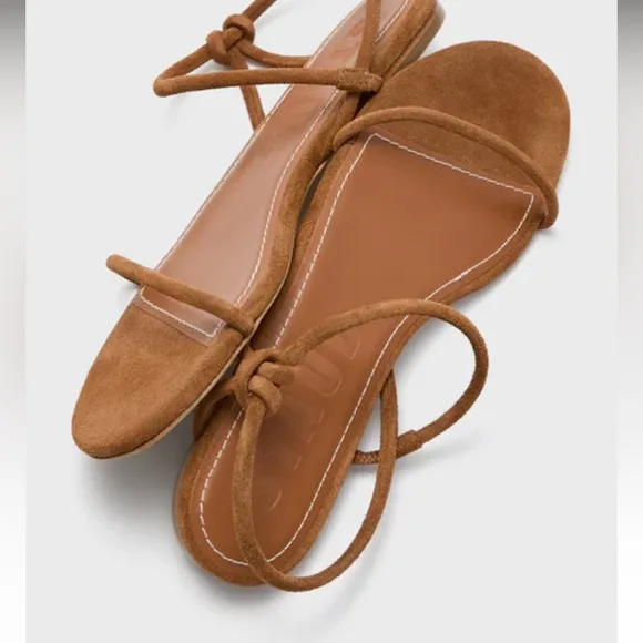 NWT STAUD Laurel Suede Sandals in Warm Tan Size 9.5