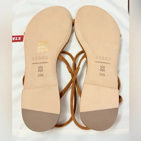 NWT STAUD Laurel Suede Sandals in Warm Tan Size 9.5
