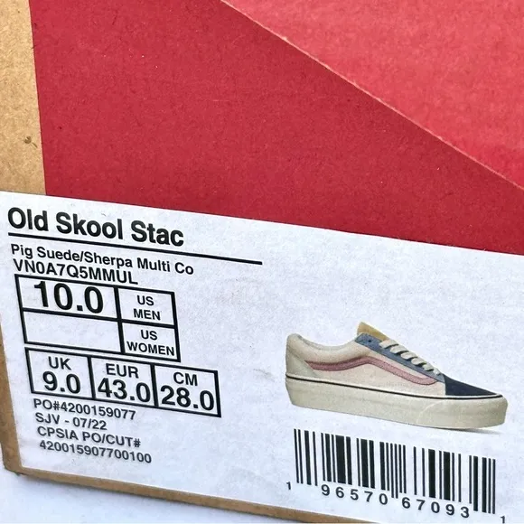 NWT Vans Old Skool Stackform Platform Pig Suede Sherpa Pink Blue Multi Sneakers