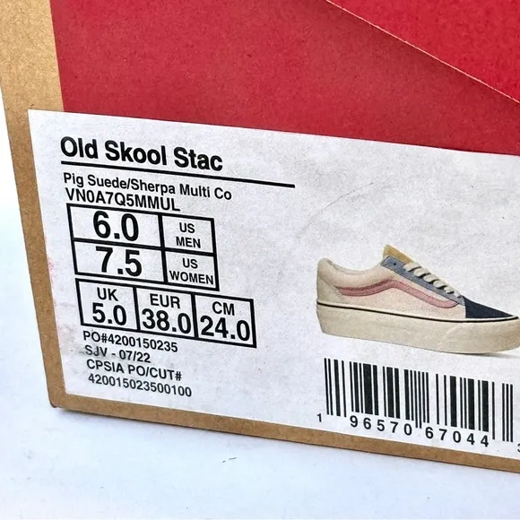 NWT Vans Old Skool Stackform Platform Pig Suede Sherpa Pink Blue Multi Sneakers