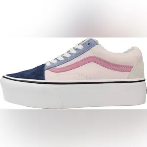 NWT Vans Old Skool Stackform Platform Pig Suede Sherpa Pink Blue Multi Sneakers