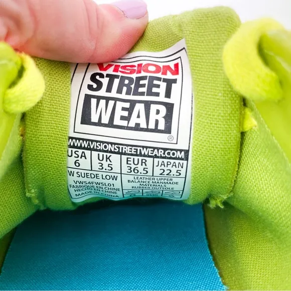 NWT Vision Street Wear Suede Lo Skate Sneaker Lemon Lime Size 6