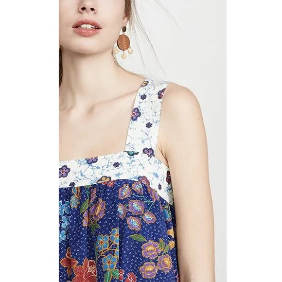 NWT Warm Margaritaville Floral Print Tiered Smock Boho Silk Dress Small