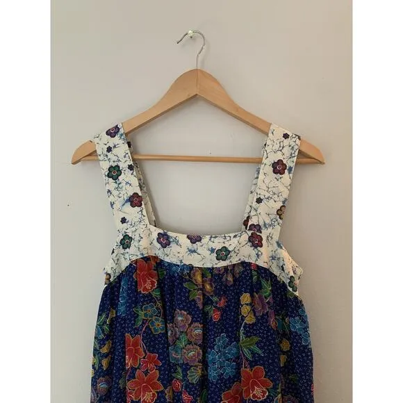 NWT Warm Margaritaville Floral Print Tiered Smock Boho Silk Dress Small