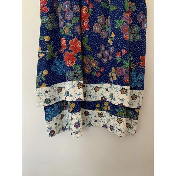 NWT Warm Margaritaville Floral Print Tiered Smock Boho Silk Dress Small