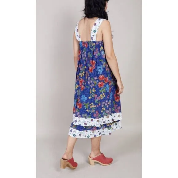 NWT Warm Margaritaville Floral Print Tiered Smock Boho Silk Dress Small