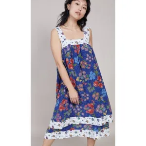 NWT Warm Margaritaville Floral Print Tiered Smock Boho Silk Dress Small