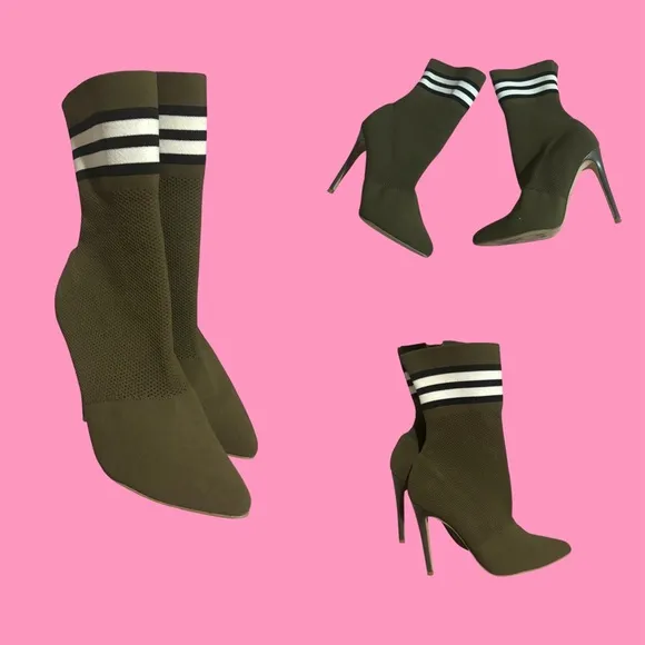 Olive Green Sock Boots