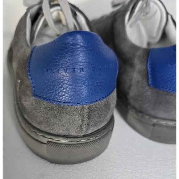 Oliver Cabell Low 1 Fog Mens Sz 11 US/44 Gray/Blue/Black Suede Sneakers Italy
