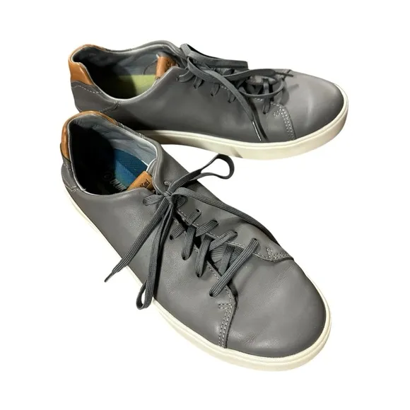 OluKai Men's Wai'alae Spikeless Golf Shoes Leather Sneaker Size 9.5 Stone Gray