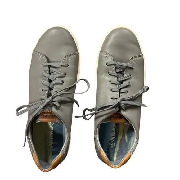 OluKai Men's Wai'alae Spikeless Golf Shoes Leather Sneaker Size 9.5 Stone Gray