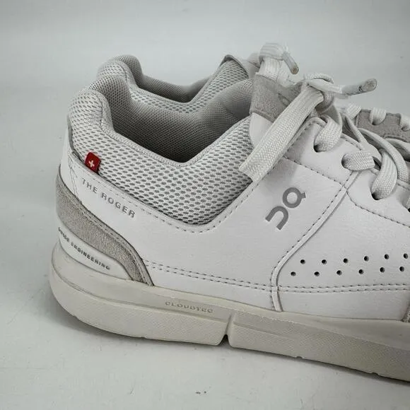 On cloud shoes mens 8 white roger athletic athleisure tennis minimalist summer