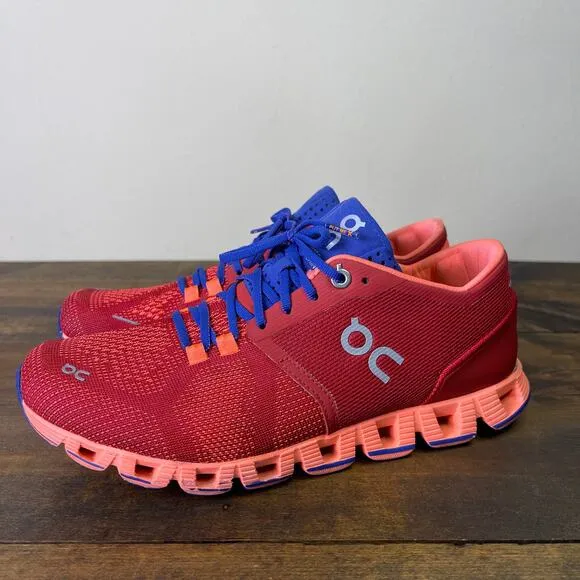 ON Cloud X Running Sneaker Shoes Red Flash Women's size 8 NO INSOLE Athleisure