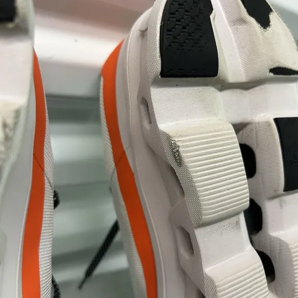 On Cloudmonster Sneakers Mens Size 13 White Orange Athleisure Running Training