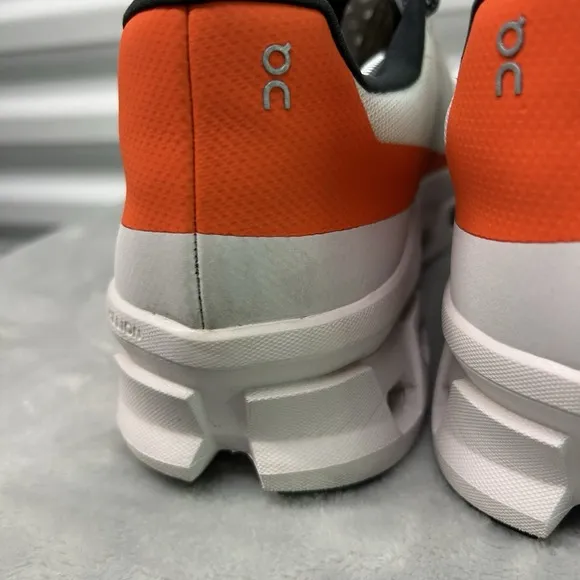 On Cloudmonster Sneakers Mens Size 13 White Orange Athleisure Running Training