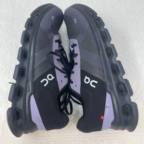 On Cloudrunner Black Purple Athletic Cloudtec Running Sneakers Shoes Size 9