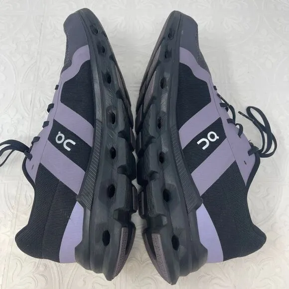 On Cloudrunner Black Purple Athletic Cloudtec Running Sneakers Shoes Size 9