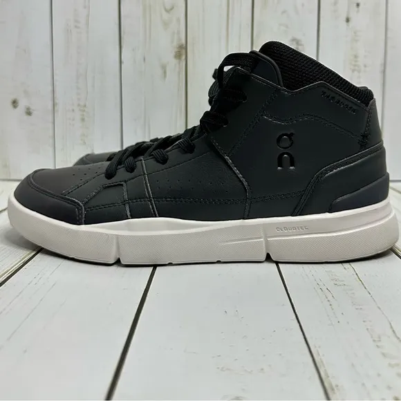 On THE ROGER Mid Hi-Top Black Women Sz 8.5 Retro Shoes Sneakers Streetwear 90’s