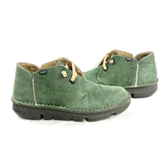 OnFoot Women Size 8.5 Green Suede Chukka Comfort Shoe Low Wedge Platform Heel