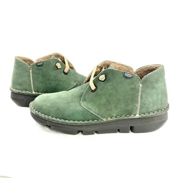OnFoot Women Size 8.5 Green Suede Chukka Comfort Shoe Low Wedge Platform Heel